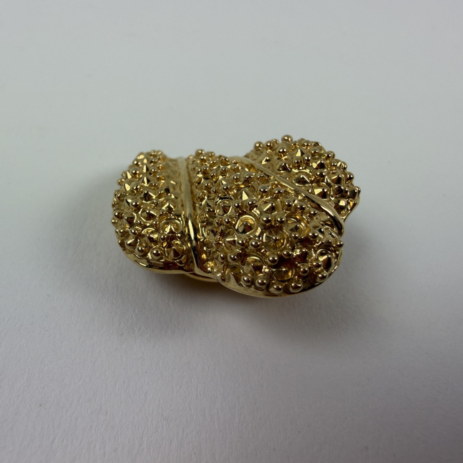 St John Earrings Gold Tone Textured Leaf Heart Clip On Designer Jewelry Women