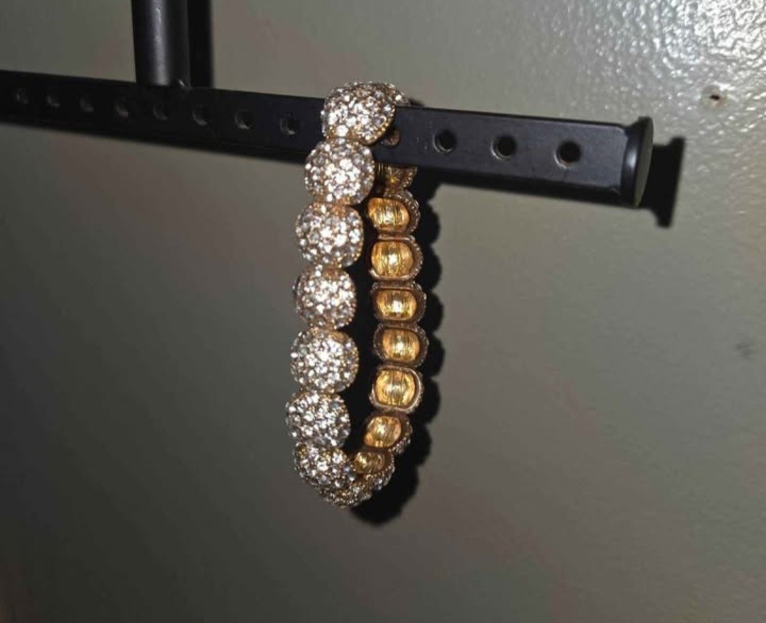 Jewelry Bundle Stretch Bracelet & Matching Silver Tone Hoop Drop Earrings