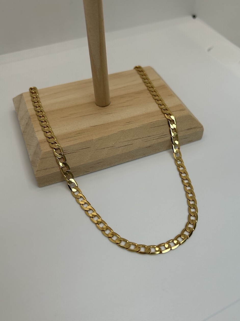 18K Gold XP Cuban Link Chain | 55cm Long x 4mm Wide | Unisex Style 22” Necklace