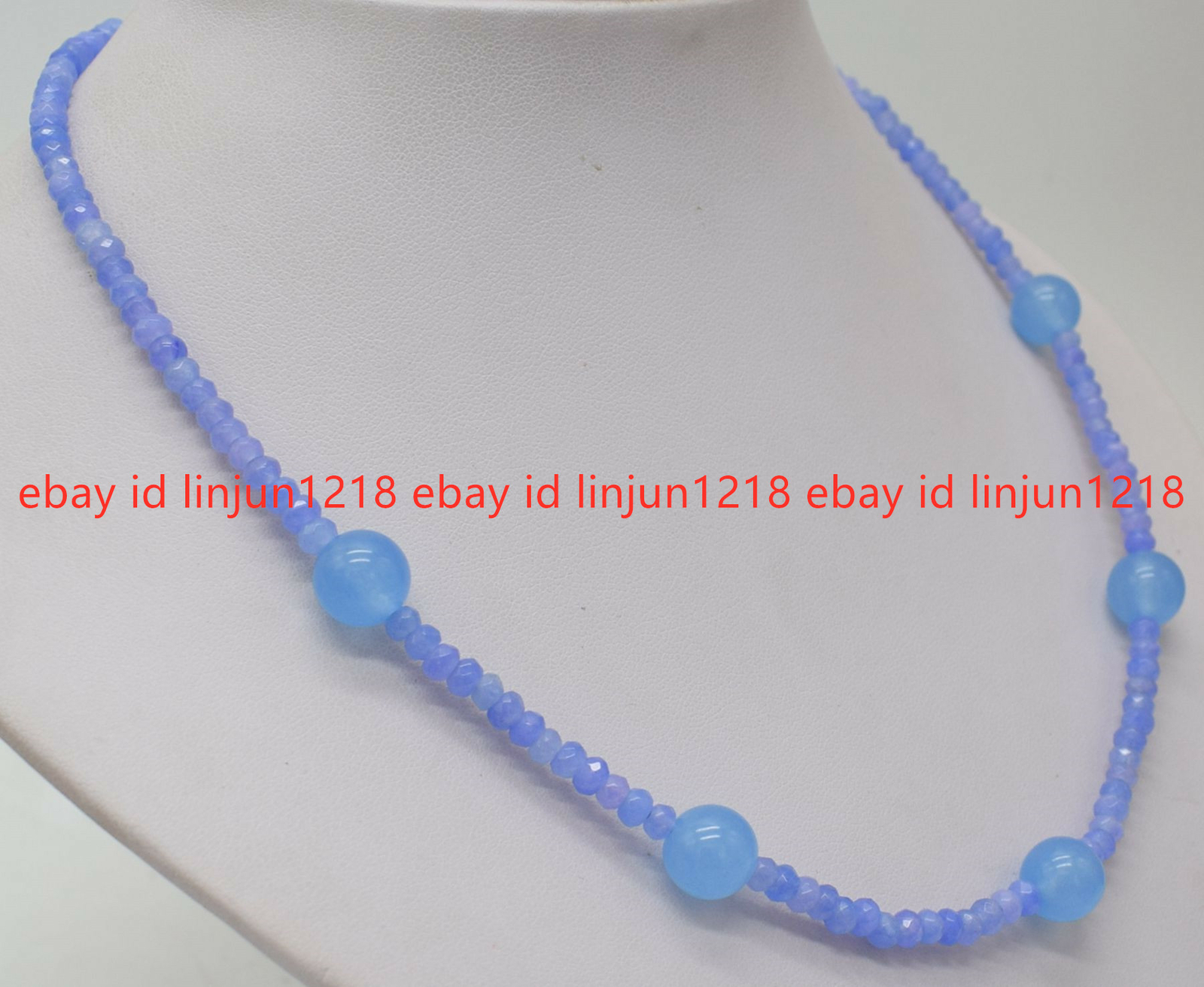 Elegant 2x4mm Blue Aqamarine Rondelle 10mm Round Gemstone Beads Neckalce 16-28″