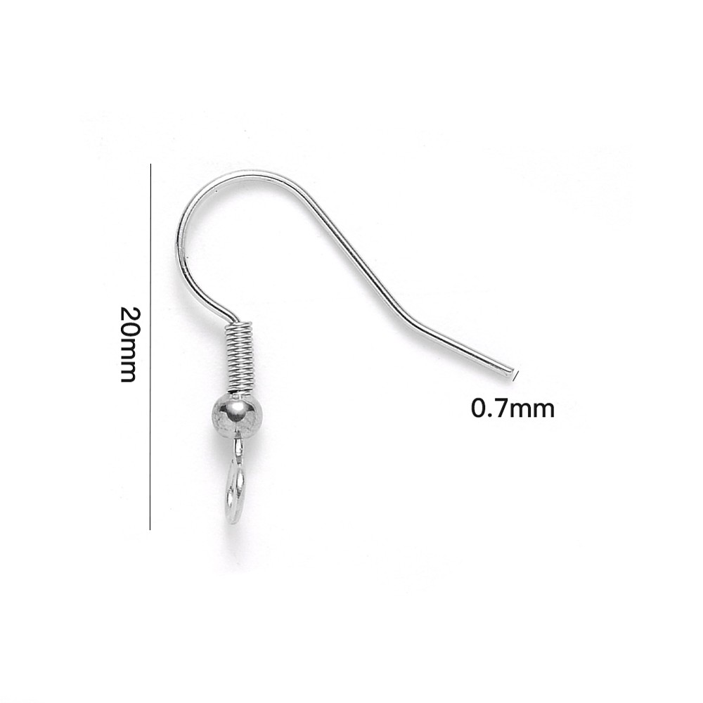 200pcs Blank Earring Hooks Ear Wire w/ Vertical Loop Silver for Earrings Jewelry