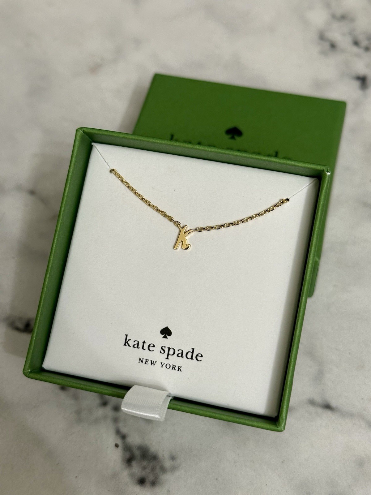 KATE SPADE One in a Million K Script Monogram Gold Tone Necklace NEW NIB