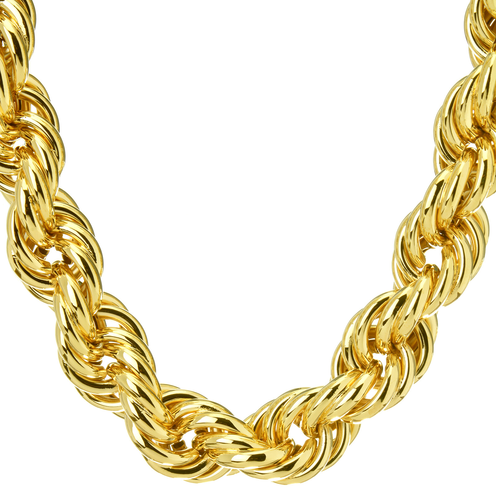 Hip Hop Gold Plated 16 mm Hollow Chunky Rope Dookie Chain Necklace 30″ or 36″