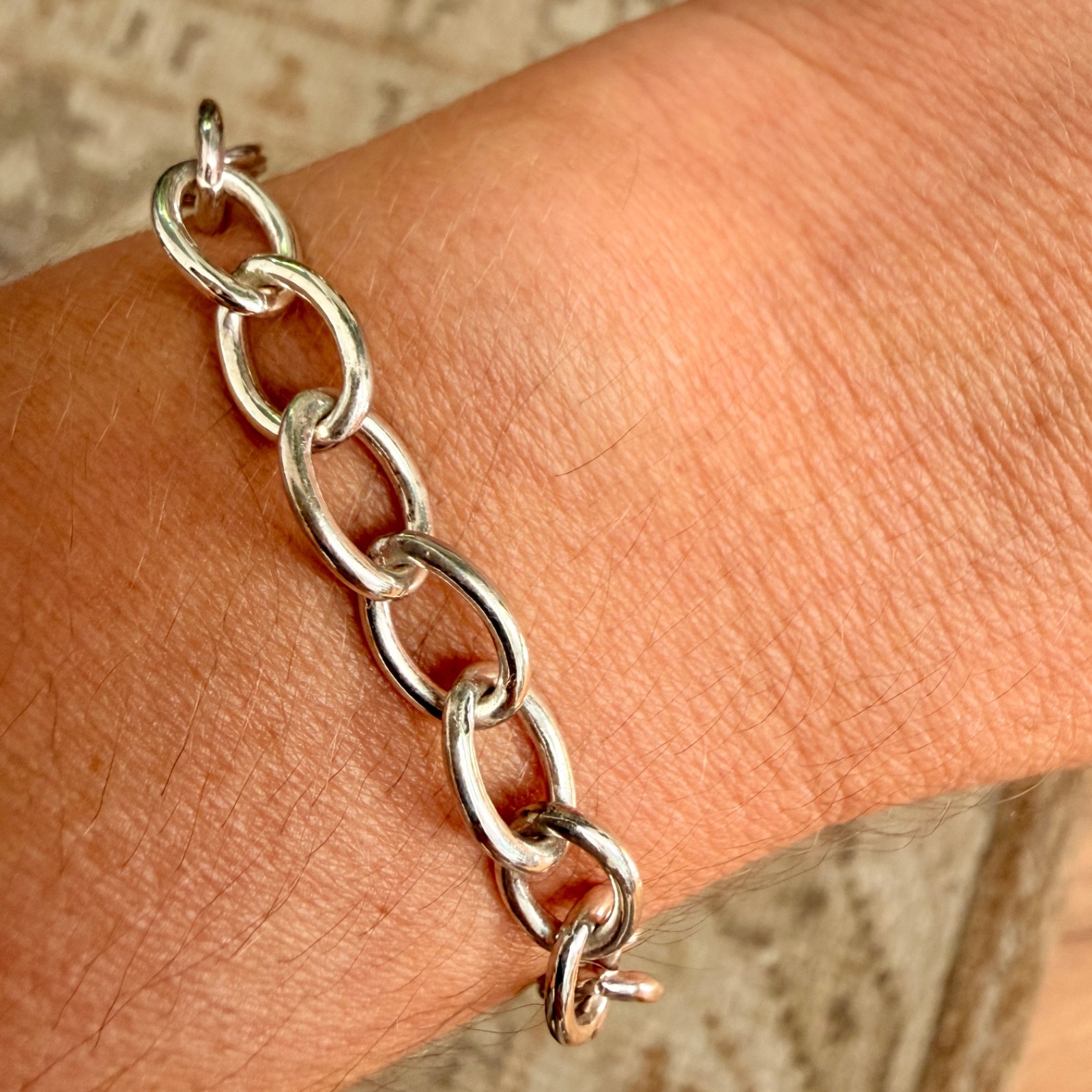 Sterling silver Oval link Bracelet perfect charm bracelet made in Italy 10.5g