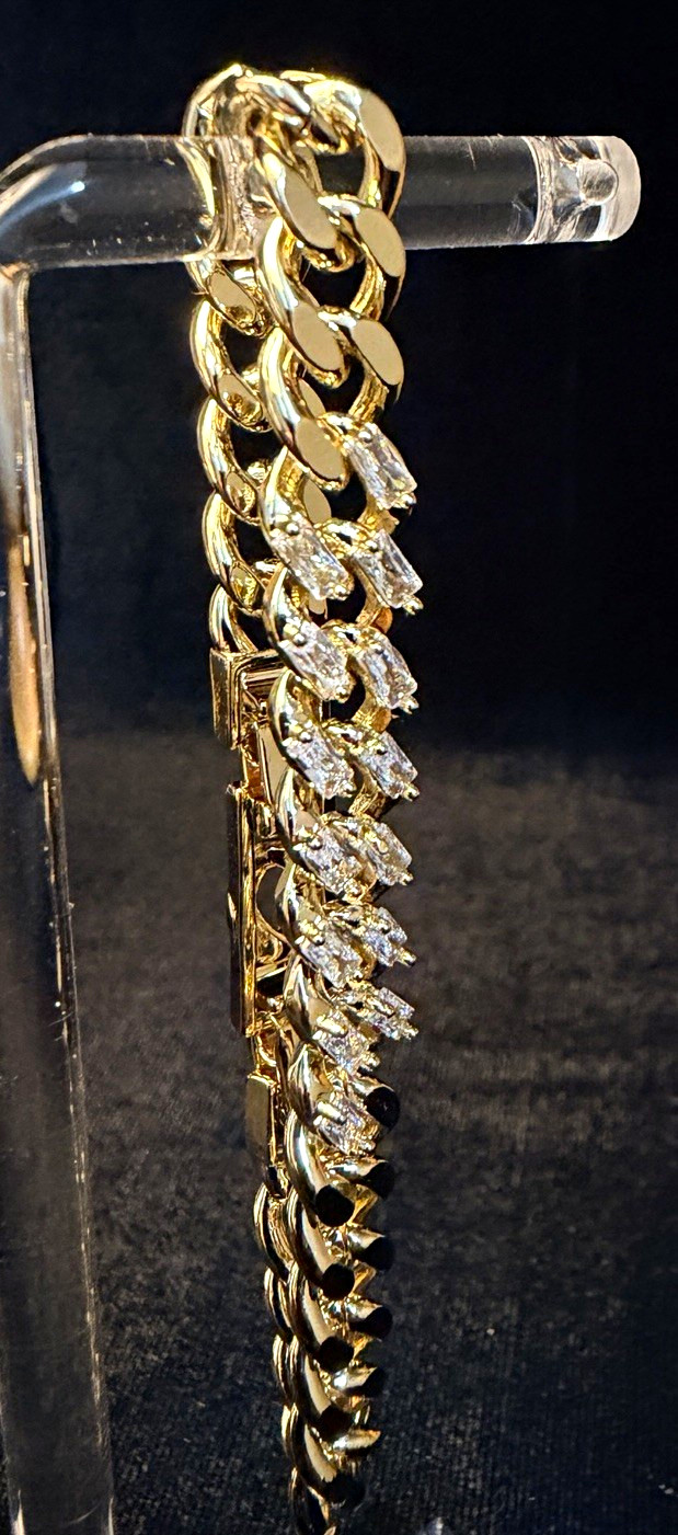 Iced out 14k gold filled 7MM Cuban bracelet AAA CZ Statement Piece 6.5-7.5 in