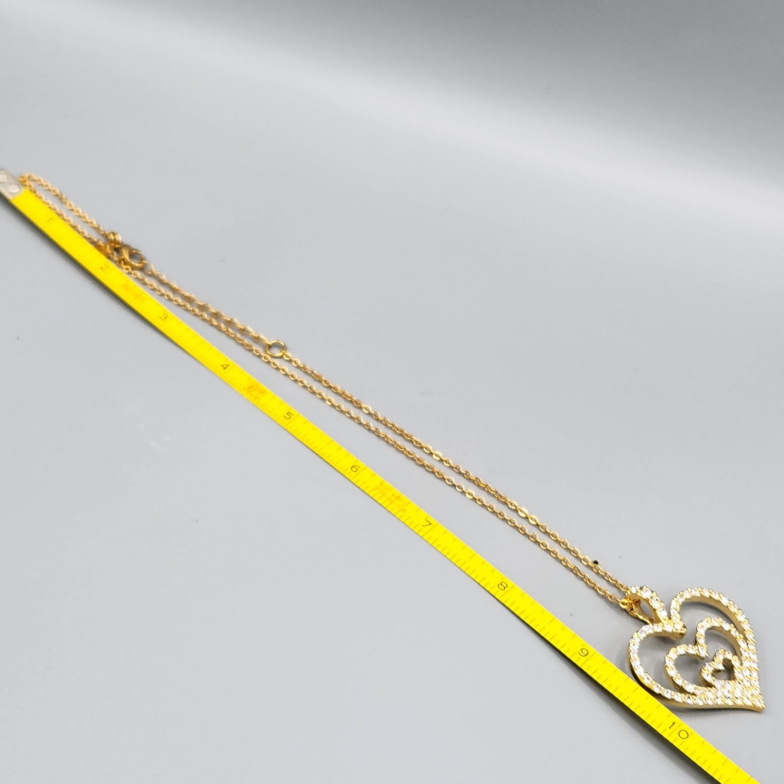 Nolan Miller GRACIOUS HEART Crystal Pave Gold Tone Pendant Chain Necklace 18″