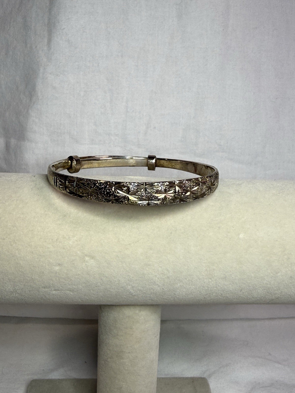 Sterling Silver 925 Adjustable Starburst Engraved Bracelet