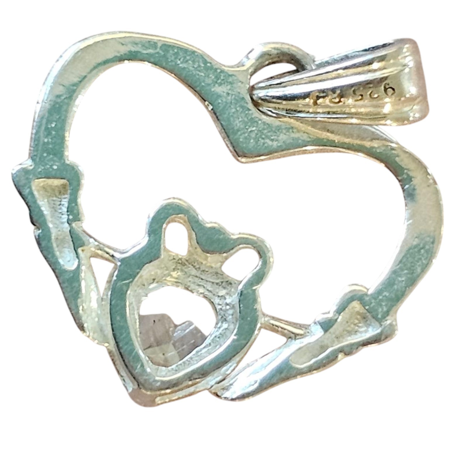 925 Sterling Silver RJ Graziano Heart Irish Claddagh Crystal Pendant Crown Hands