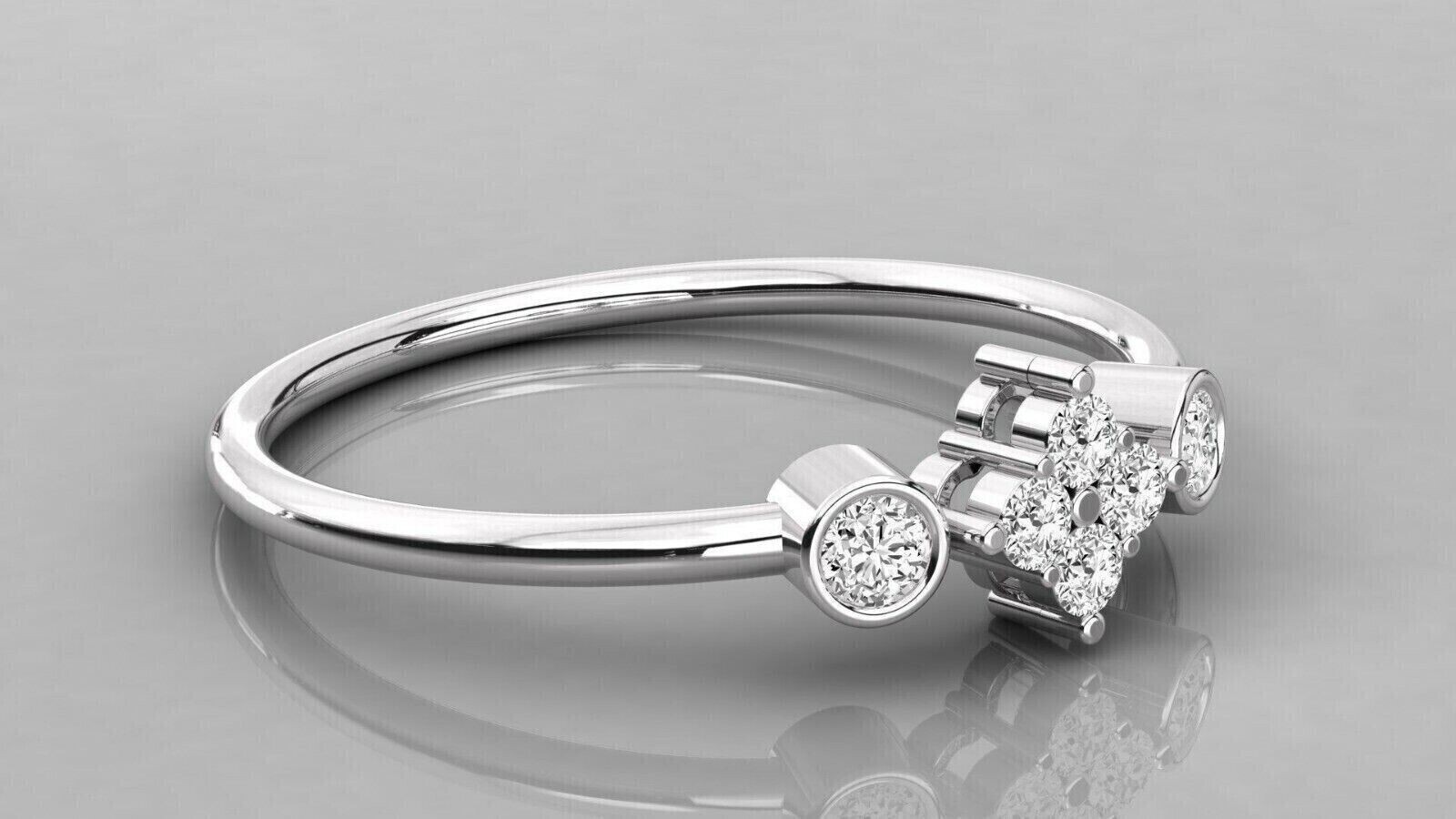 925 Sterling Silver Round Cut Simulated Diamond Band Ring 14K White Gold Plated
