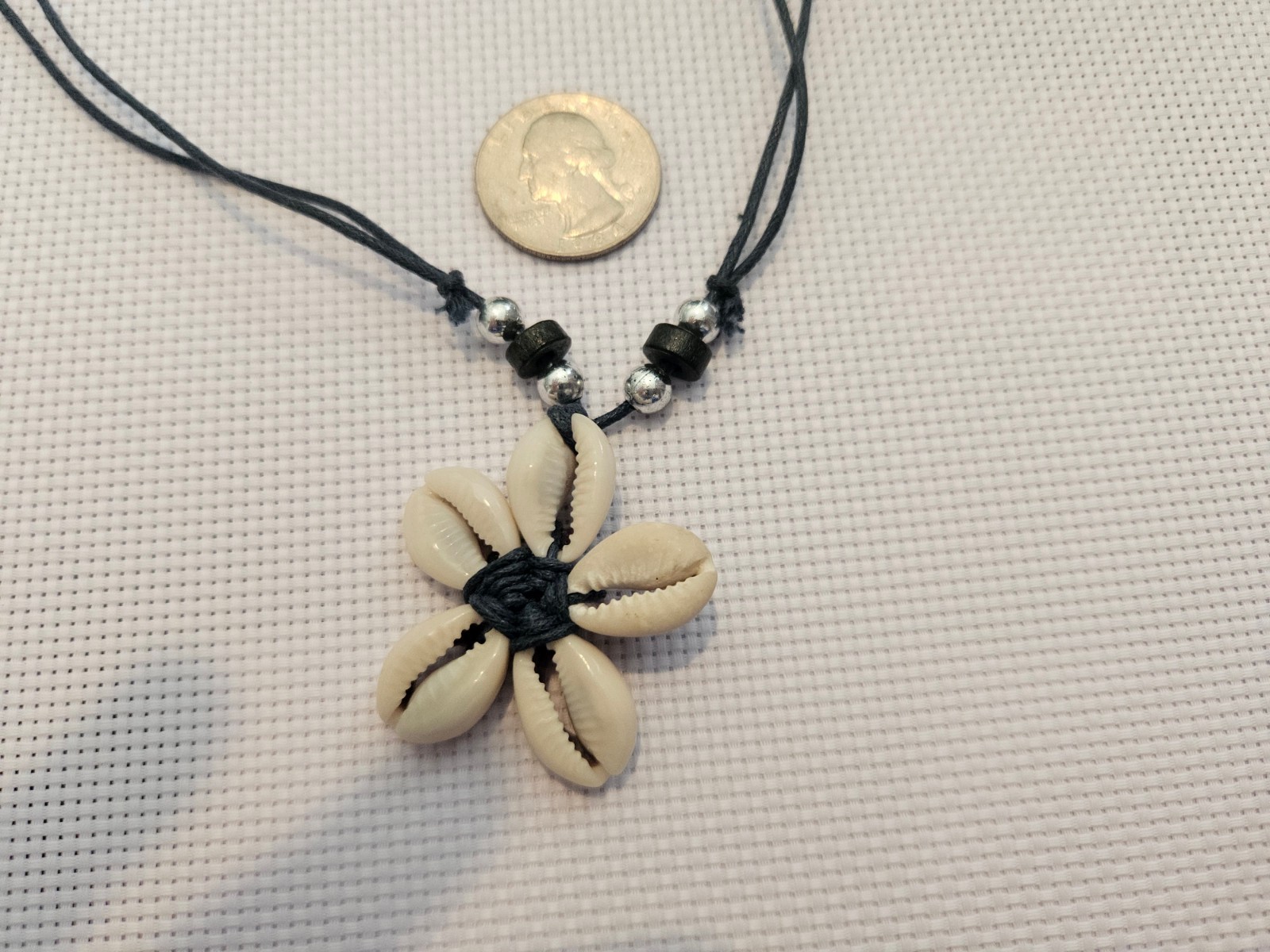 Cowrie Shell Flower Adjustable Cord Necklace Beach Boho Coastal Jewelry