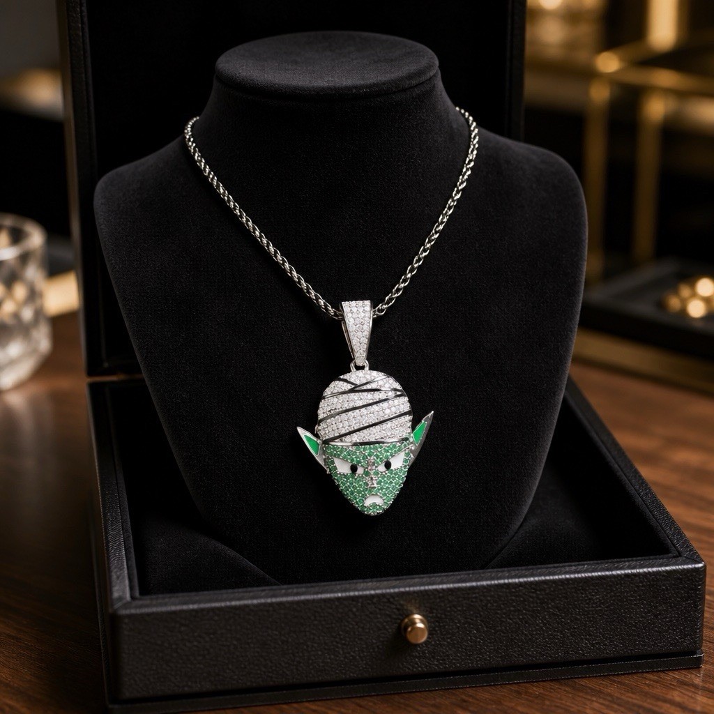 Piccolo Iced-Out Dragon Ball Z Pendant + Twisted Rope Chain