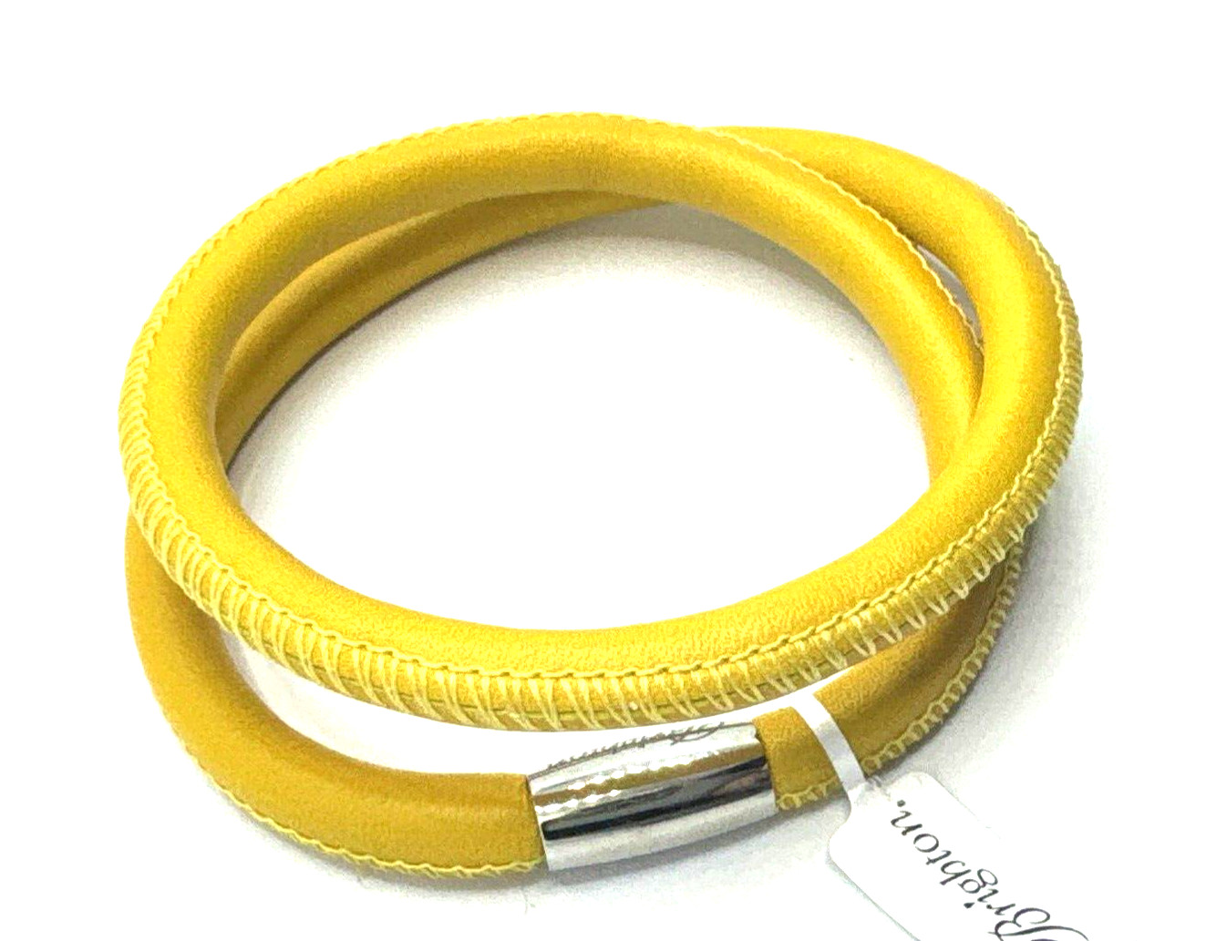 Brighton Woodstock Yellow Double Add Charms/Beads Leather Bracelet NWT 16in