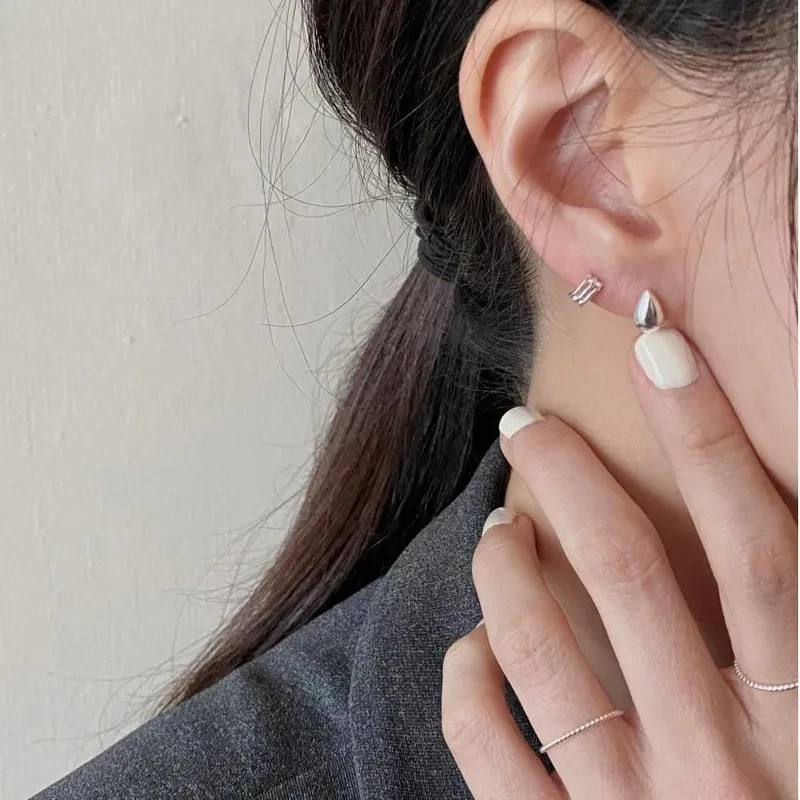 Simple Style Earrings For Women Featuring 925 Sterling Silver Studs, 1 Pair 2pcs