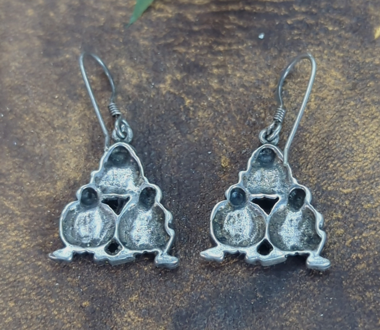 925 Sterling Silver Three Wise Monkeys Dangle Earrings 1-3/8″H x 3/4″W 5.5g VTG