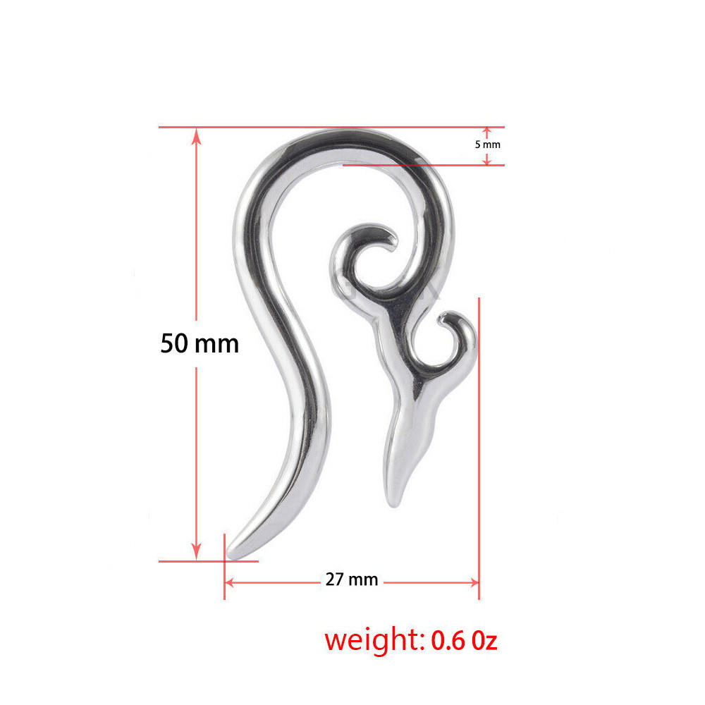 Stainless Steel Tribal Taper Long Tail Earring Ear Gauges Plugs Expander Earlets