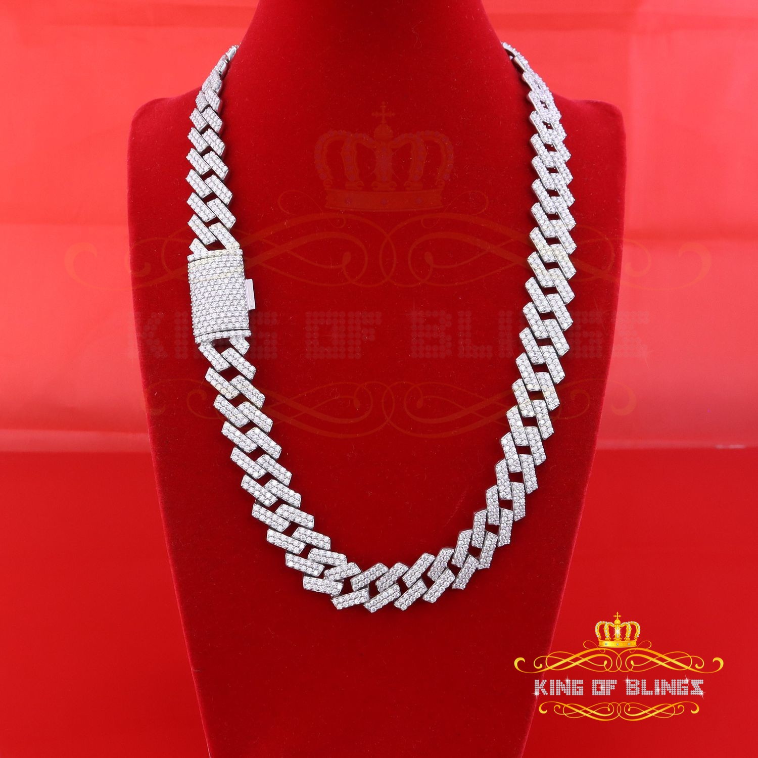 925 Silver 40ct Moissanite White Men’s Cuban Necklace SZ 20inch & 16mm Width