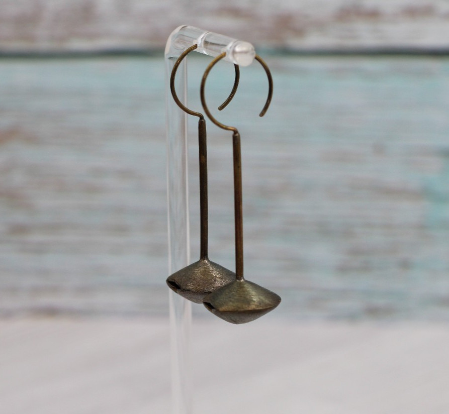 Orbit Drop Earrings – 2⅜” L × ¾” W – Hammered Brass – MSRP $70.00