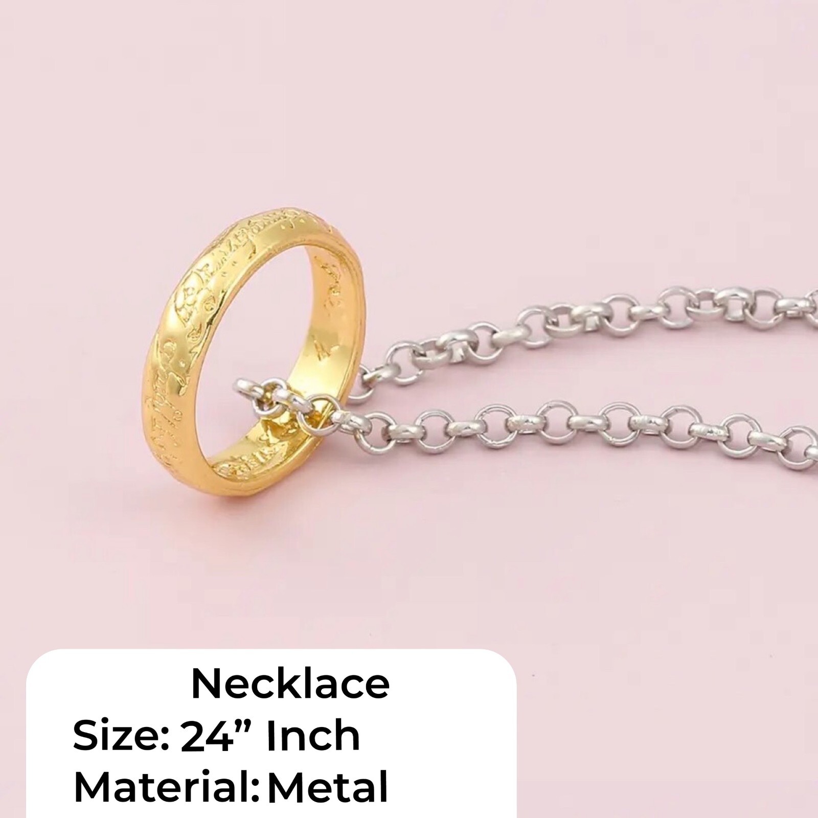 The One Ring w/Silver Necklace Premium Cosplay/Costume Inspired by Lord of Rings