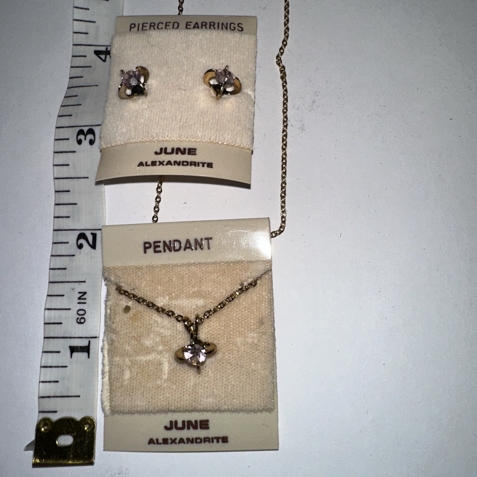 Alexandrite Necklace And Pierced Earrings Set June Birthday Stone