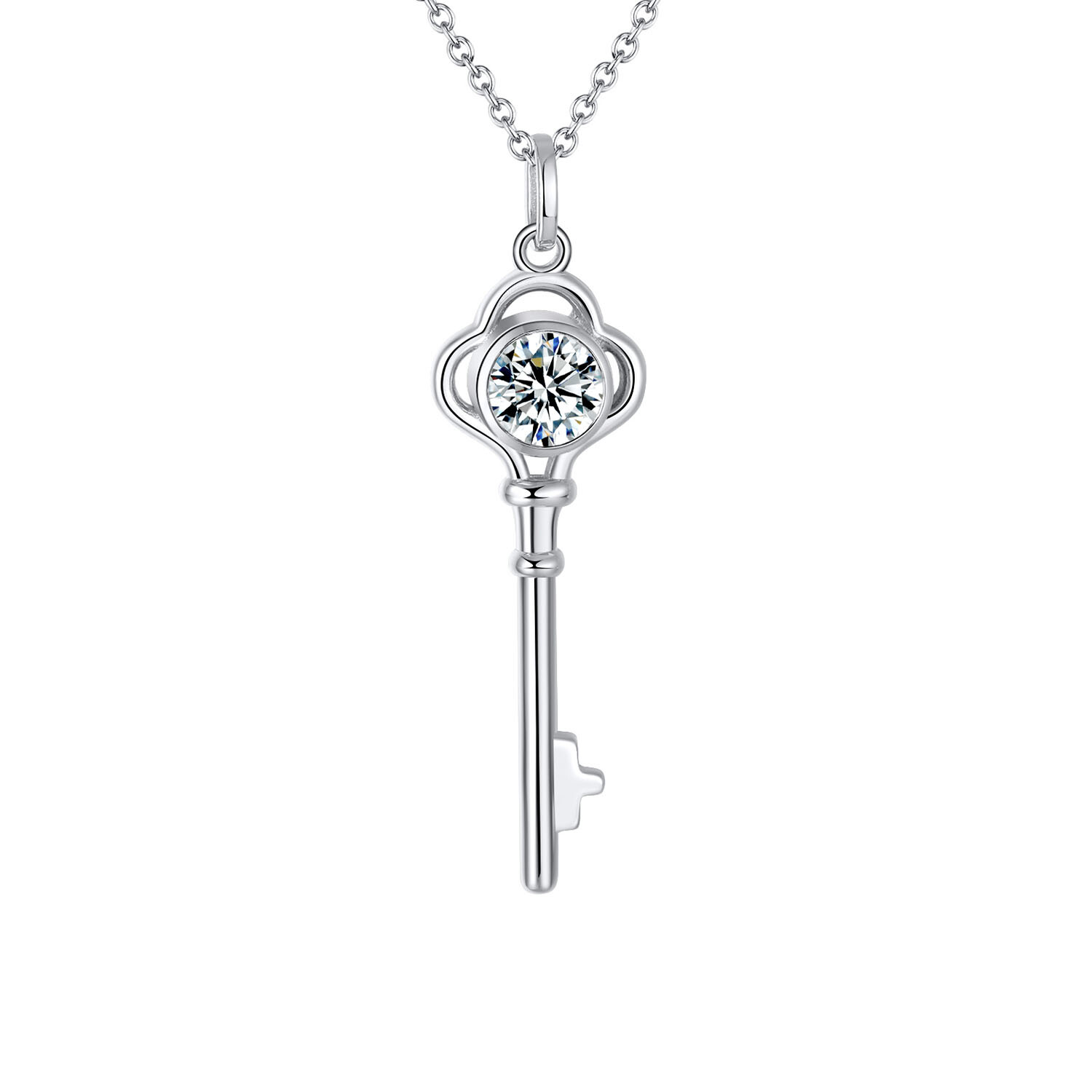 Amore Key Necklace 1Ctw Womens Moissanite Sterling Silver Ginger Lyne Collection