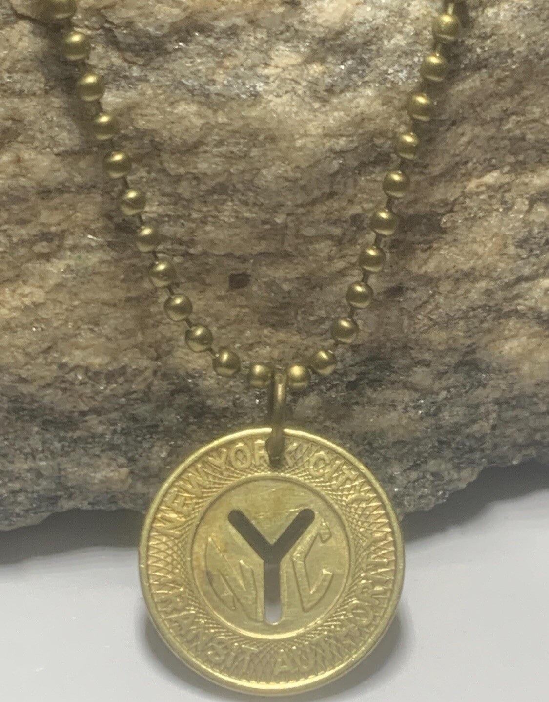 1970s NYC Subway Token Pendant Necklace – Vintage New York City. Great Gift 🎁