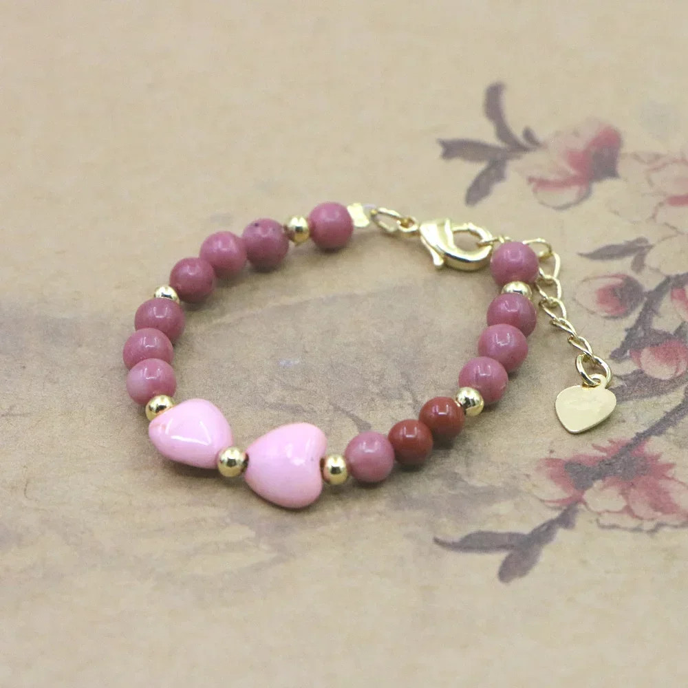Baby Girls Bracelet Natural Stone Bead Lobster Clasp Charm Jewelry Adjustable
