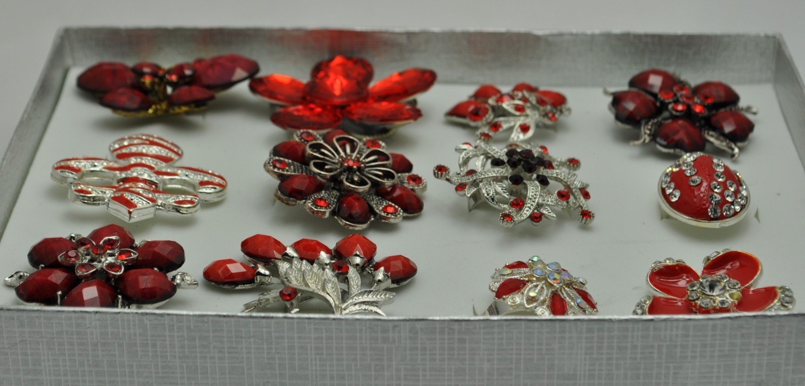 A-55 WHOLESALE LOT 12 PCS RED COLLECTION CHIC COCKTAIL COSTUME JEWELRY RINGS