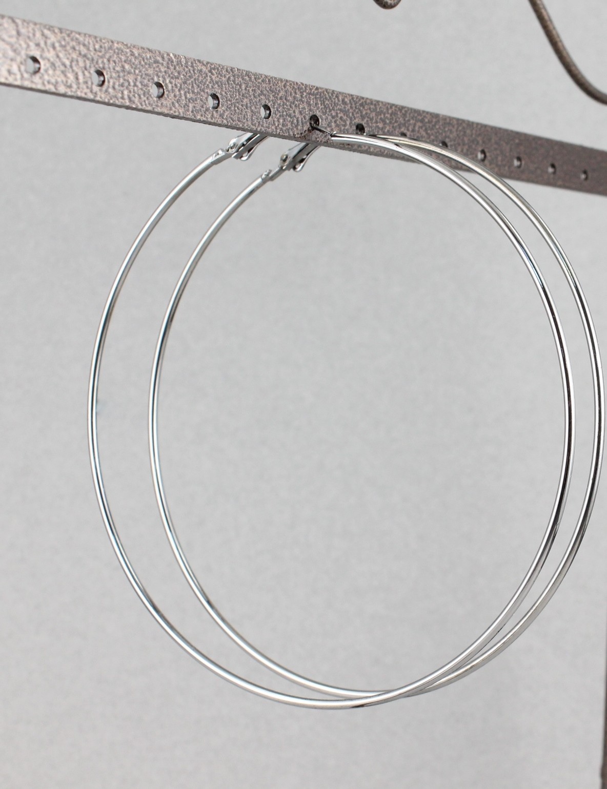 Pewter Grey huge giant 4″ inch wide large big hoops earrings thin 2mm wire hoop