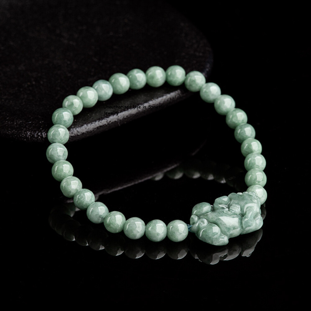 Real Grade A 100% Natural Green Jade Jadeite Men Women Lucky Pixiu Beads