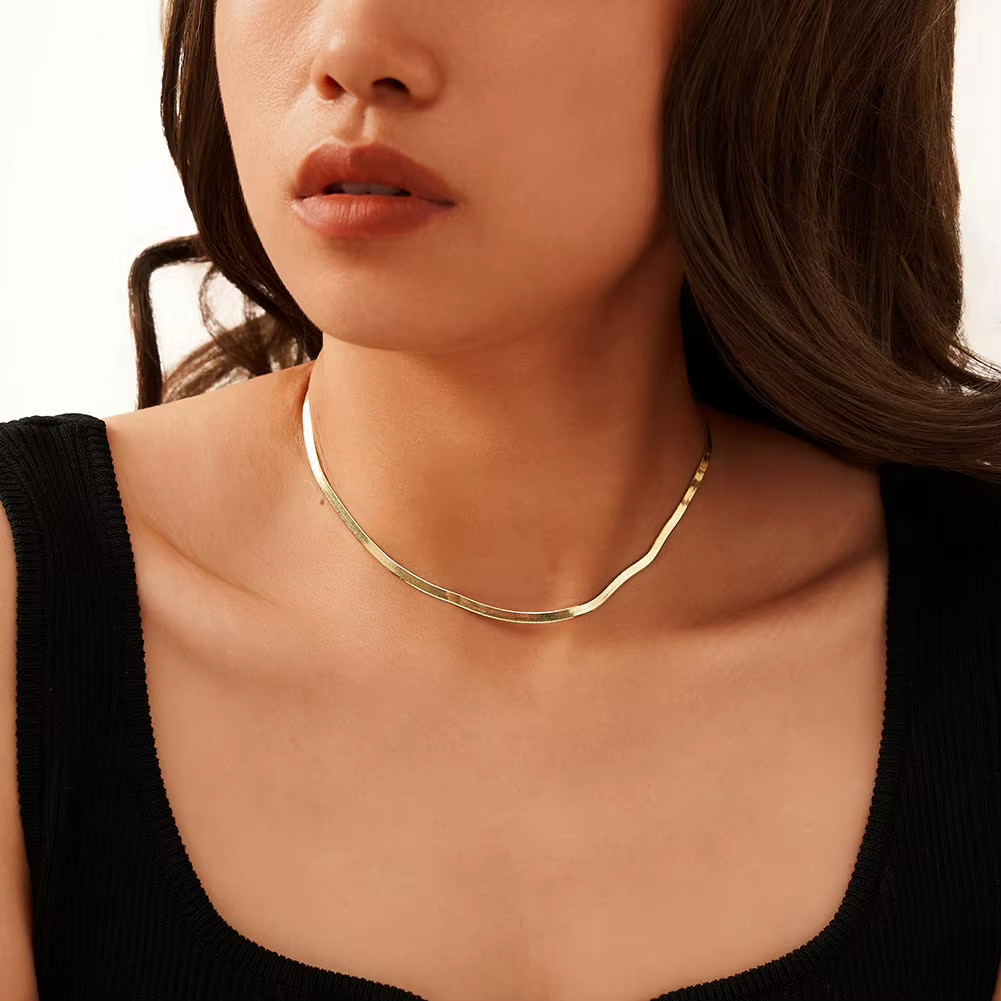 925 Sterling Silver Snake Chain Necklace Choker Gold and Rhodium Plated