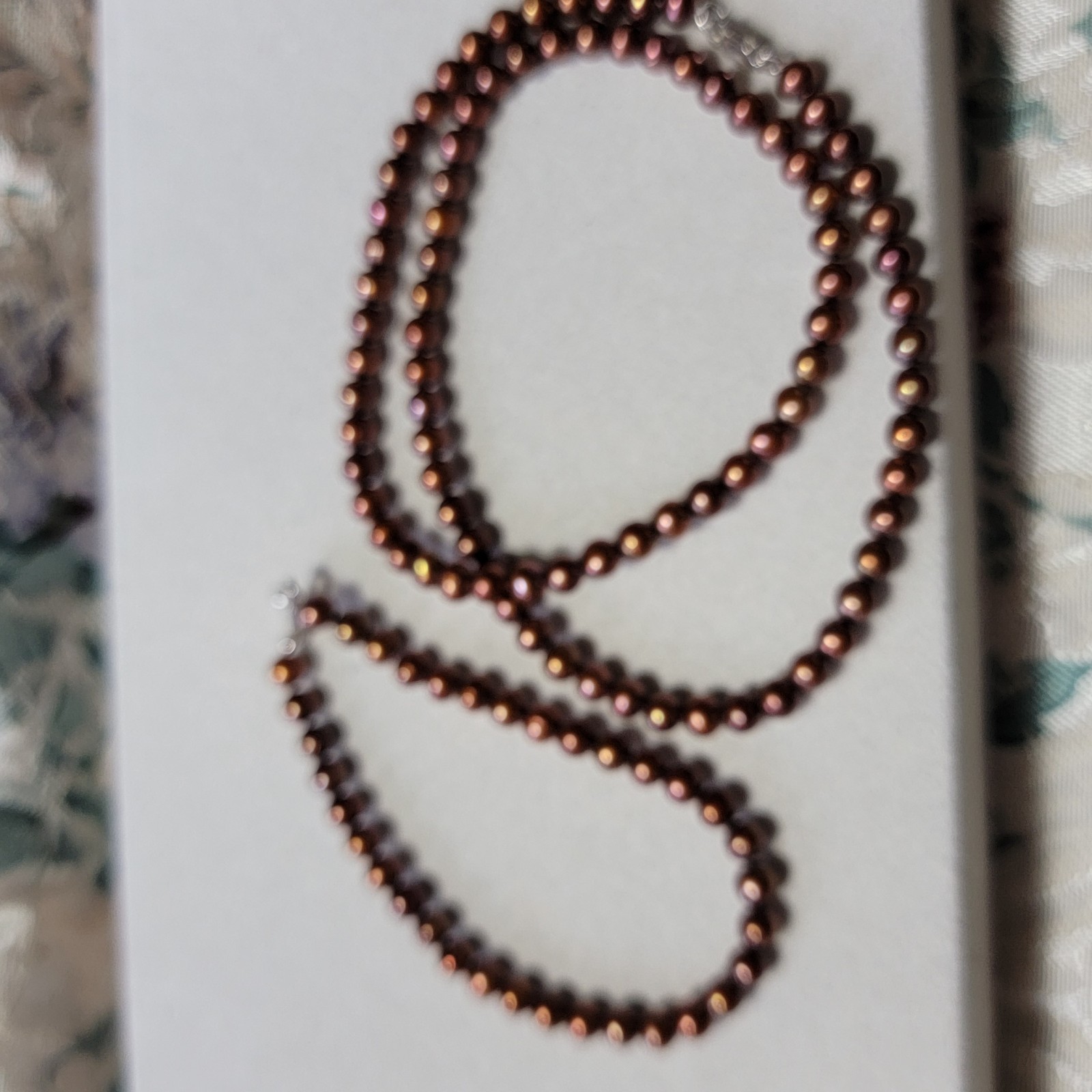 Chocolate Fresh Water Pearl 16 Necklace and 7 Bracelet Set Silver Tone