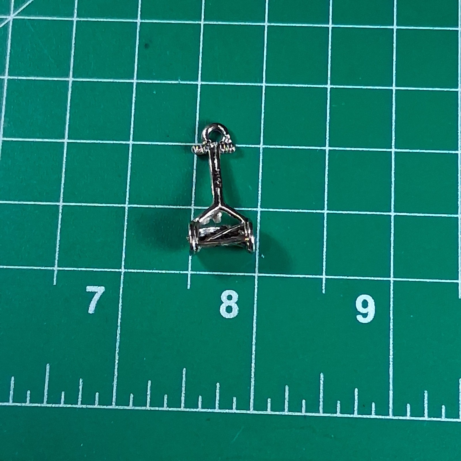 Vintage Silver Tone Push Reel Manual Lawn Mower Charm