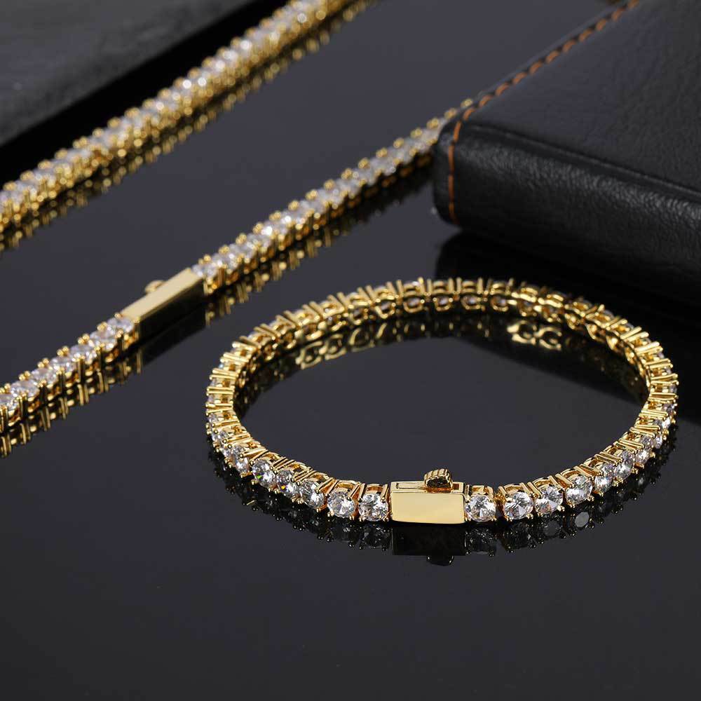 3/4/5MM Premium Iced Out 5A CZ Tennis Necklace bracelet VVS1 Clarity