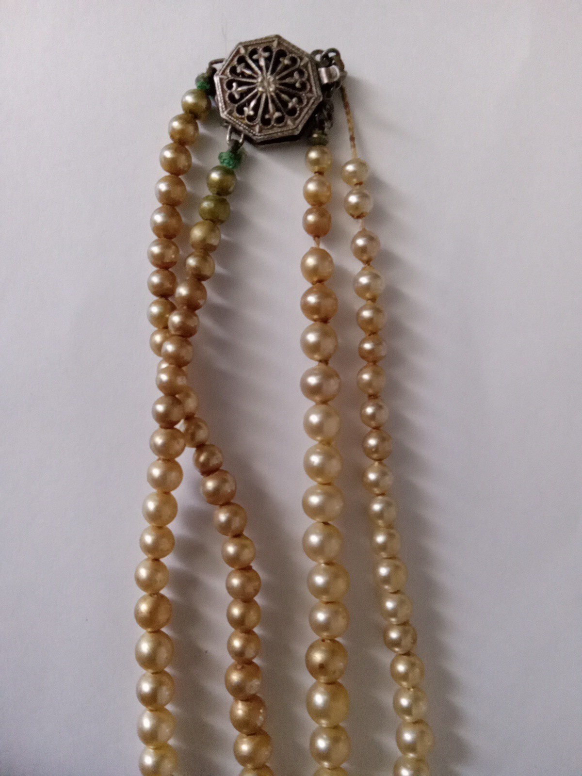 Nolan Miller Triple Strand Pearl & Gold ton with Crystal Bracelet and Necklace