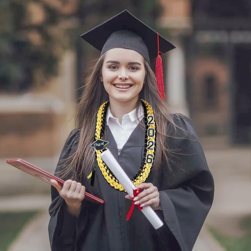 2026 Graduation Honor Ribbon Leis Class Gift Braided for Men Women Black Gold