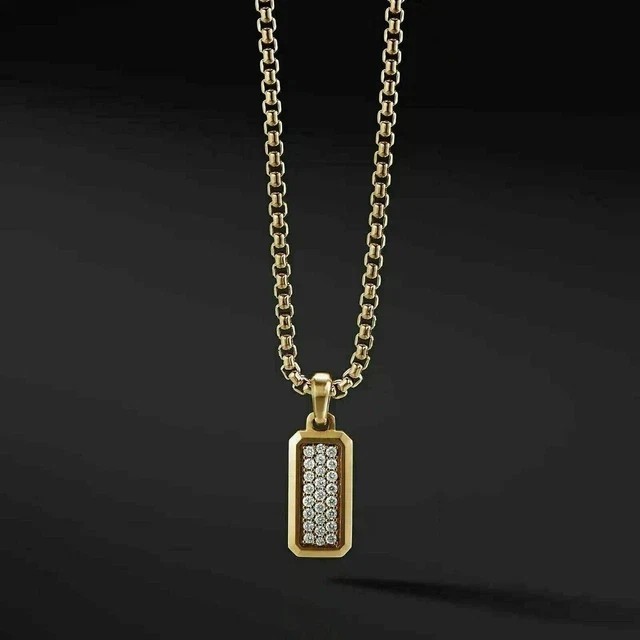 2Ct Round Cut Simulated Diamond Unisex Stunning Pendant 14K Yellow Gold Plated