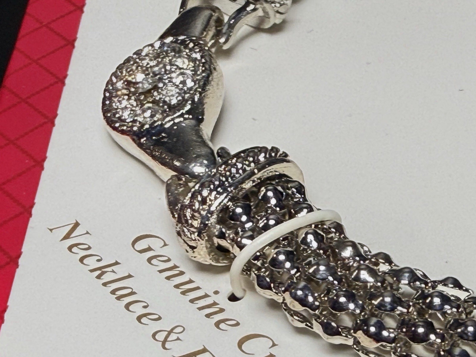 Silver Tone Crystal Necklace Earring Set Rhinestone Toggle Clasp Gift Box NWOT