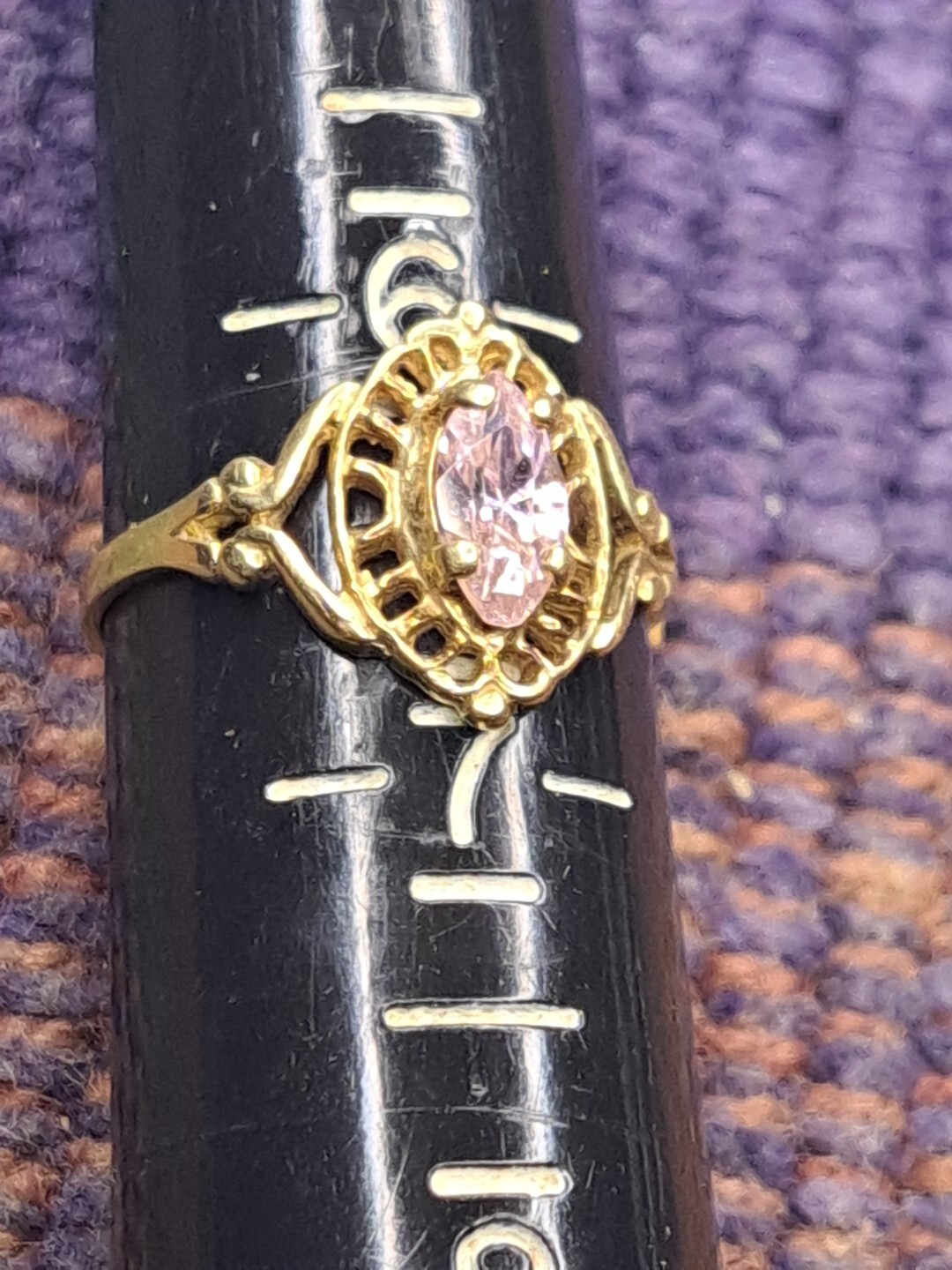 Ring 1 Carat Pink Gemstone Ring in 10K Solid Yellow Gold Size 6.5 11-14