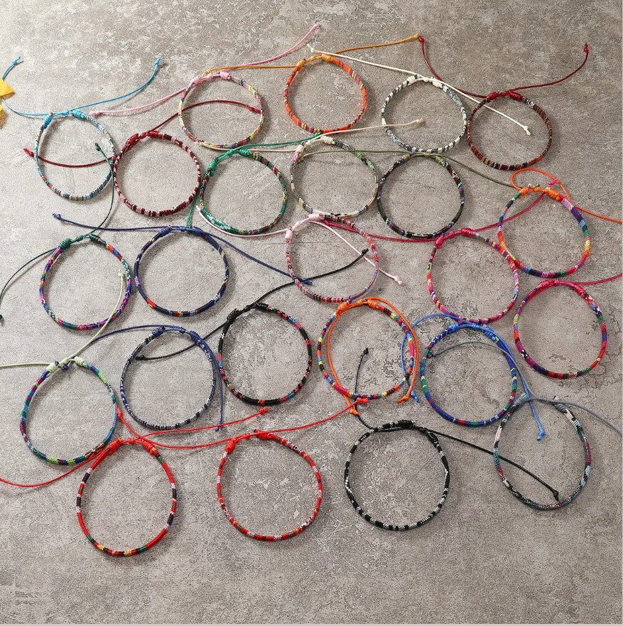 24pcs Bohemian Style Braided Friendship Bracelets Colorful Summer Set – NEW