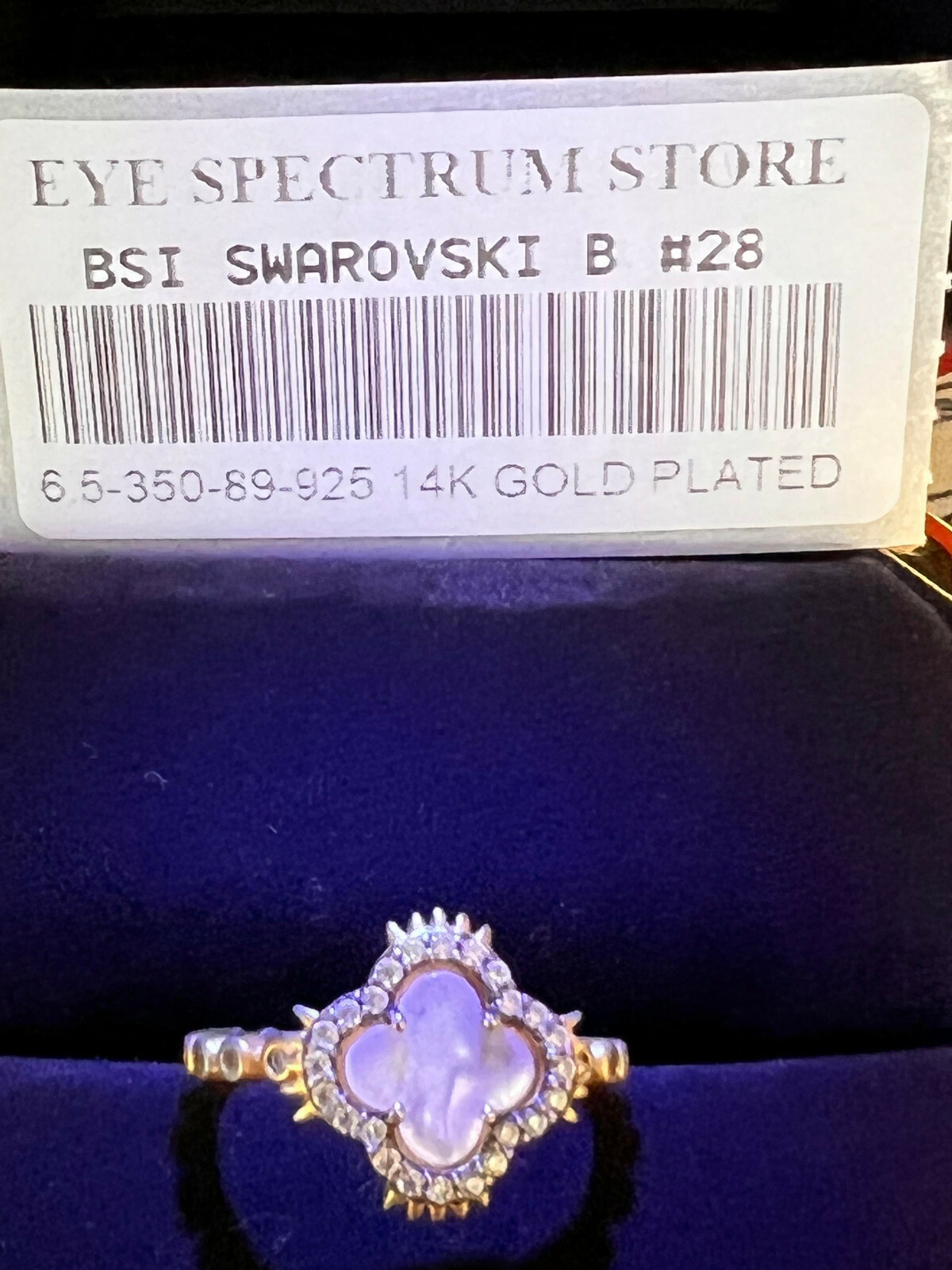 BSI Swarovski 14K Gold Plated 925 Silver Rings 6.5″ $350 #28