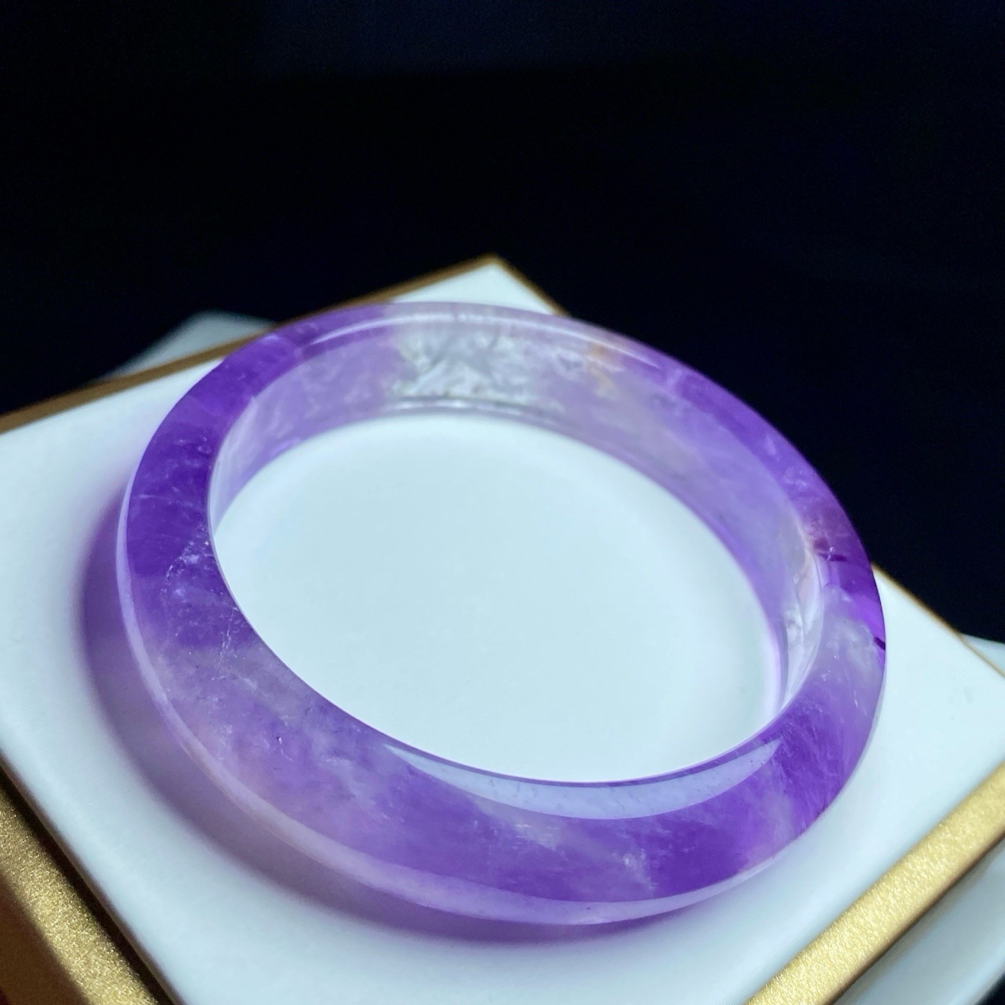 59mm Natural Rare Purple Amethyst Crystal Gemstone Bangle AAAA