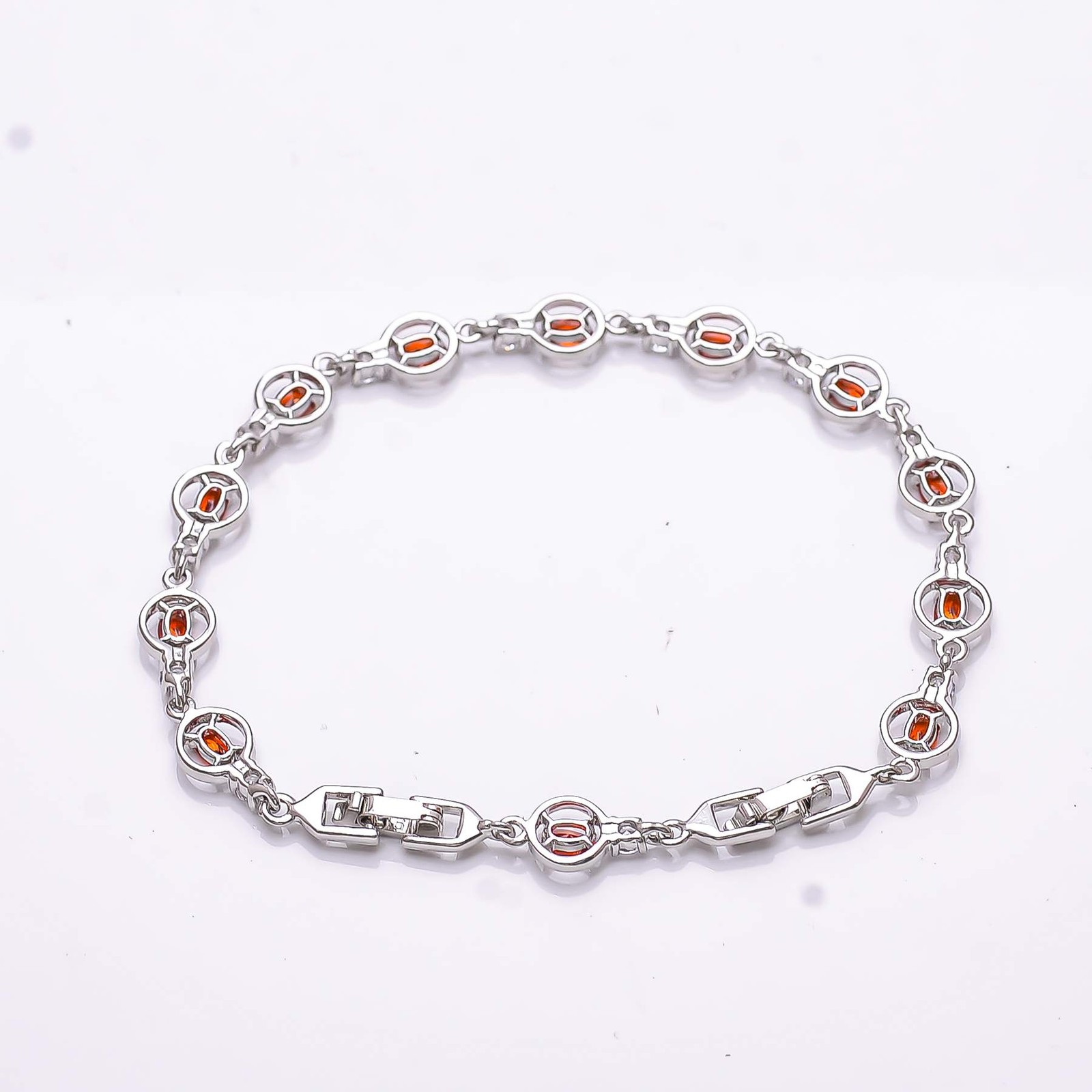 Red Garnet & Cubic Zirconia 925 Sterling Silver Tennis Bracelet 8.99″ B973069510