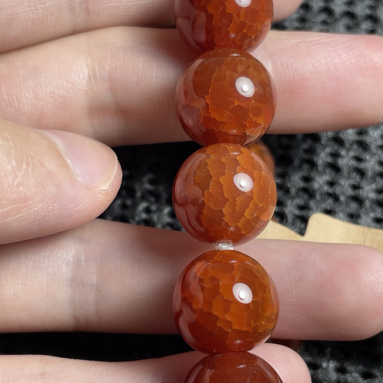 14mm Red Dragon Scale Agate Bracelet Gemstone Healing Chakra Reiki Meditation
