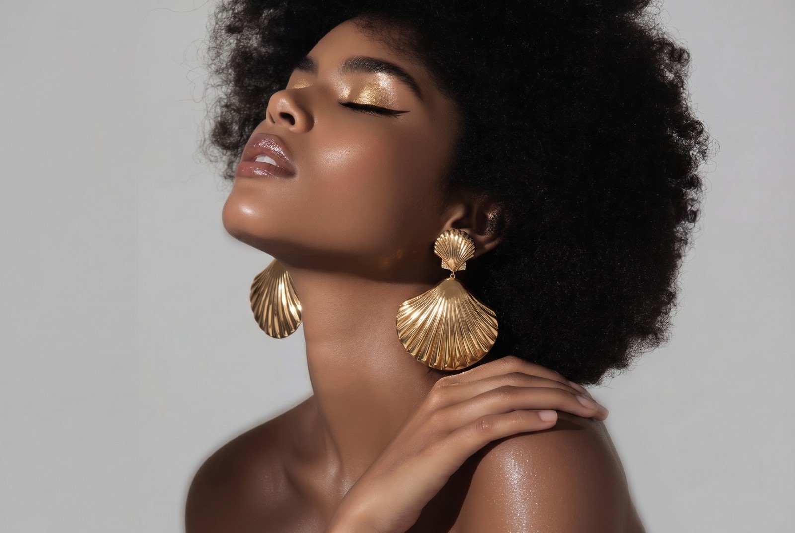 Gold Color Scallop Shell Statement Drop Earrings Boho Style