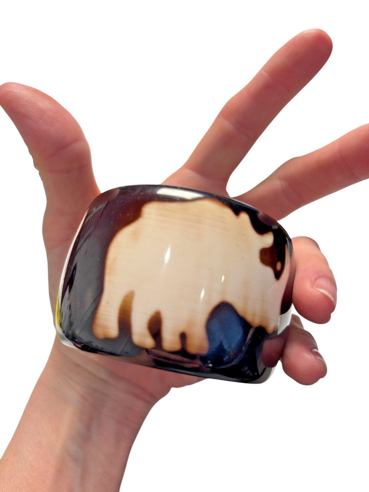 Wide Chunky Tortoise Shell Style Bracelet Resin Acrylic Brown Cream Cuff Bangle