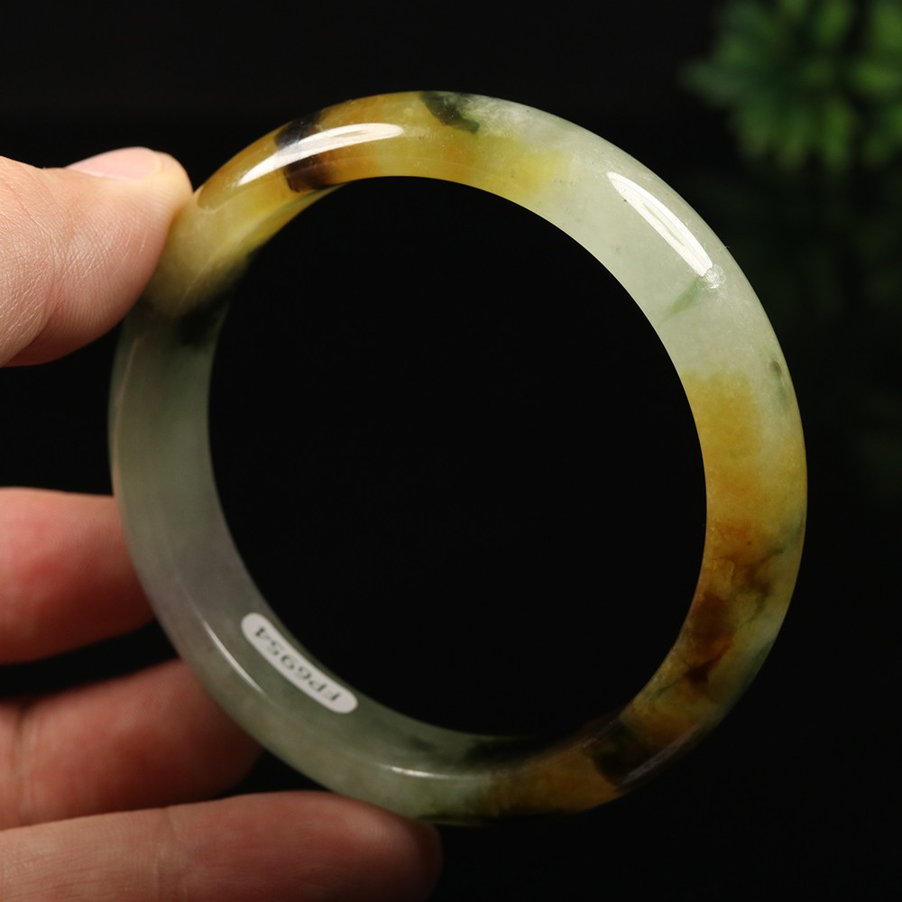 59mm Brown Lanvender Green Jadeite Jade Bangle Bracelet Burma Jadeite A-13961
