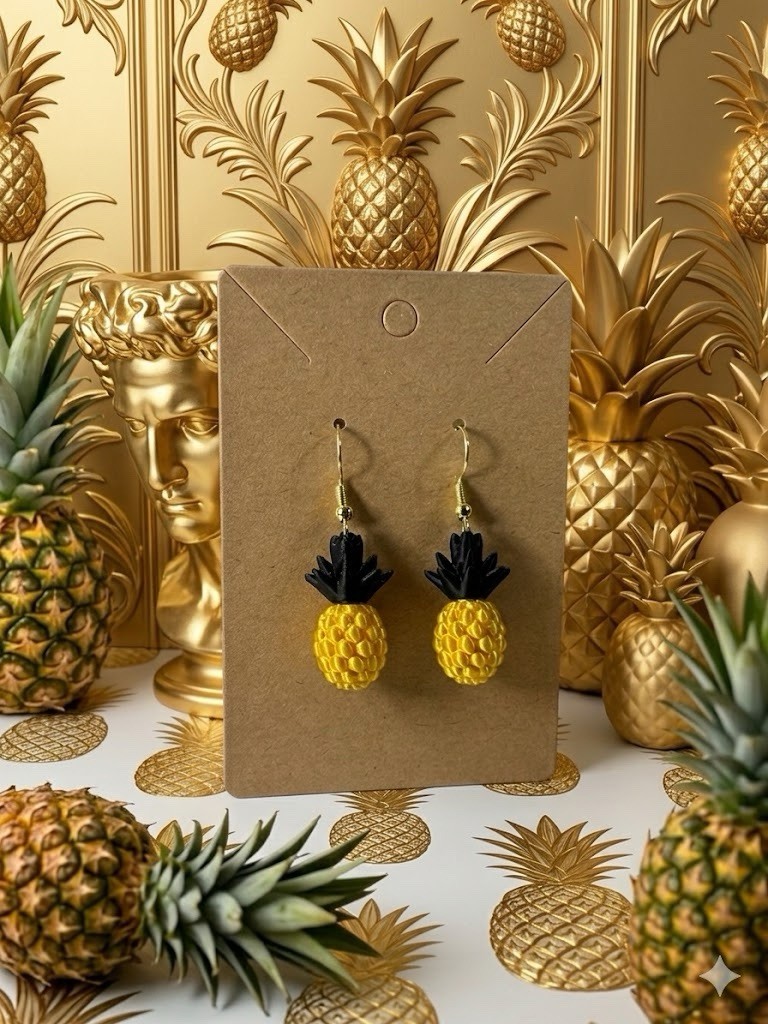 Pineapple Dangle Earrings Tropical Style Fruit Jewelry Summer Party Accessory