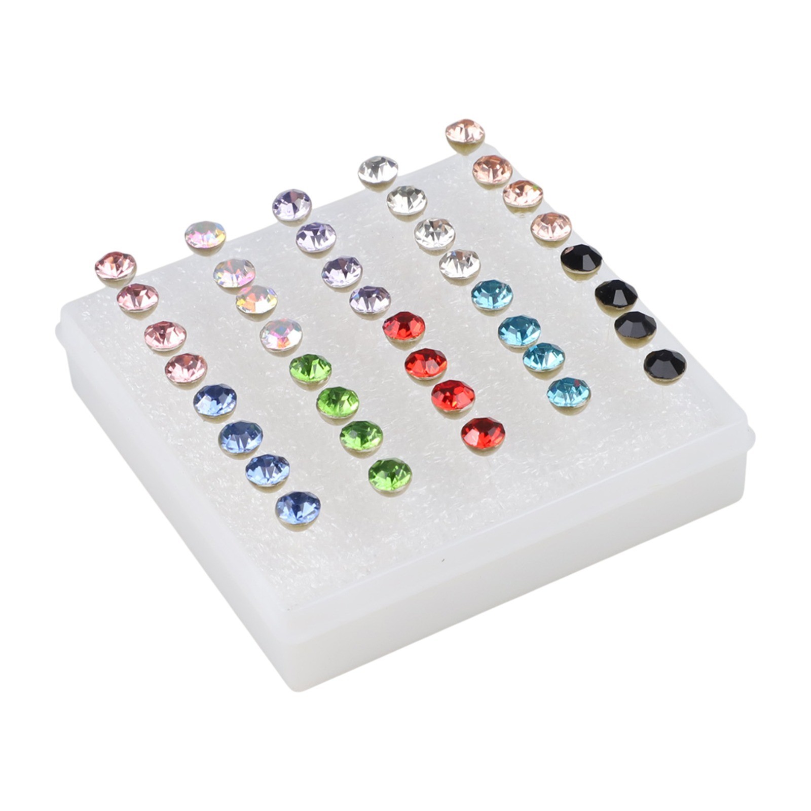 20 Pairs Stylish Zircon Earrings Set in Various Colors for Fashion Lovers