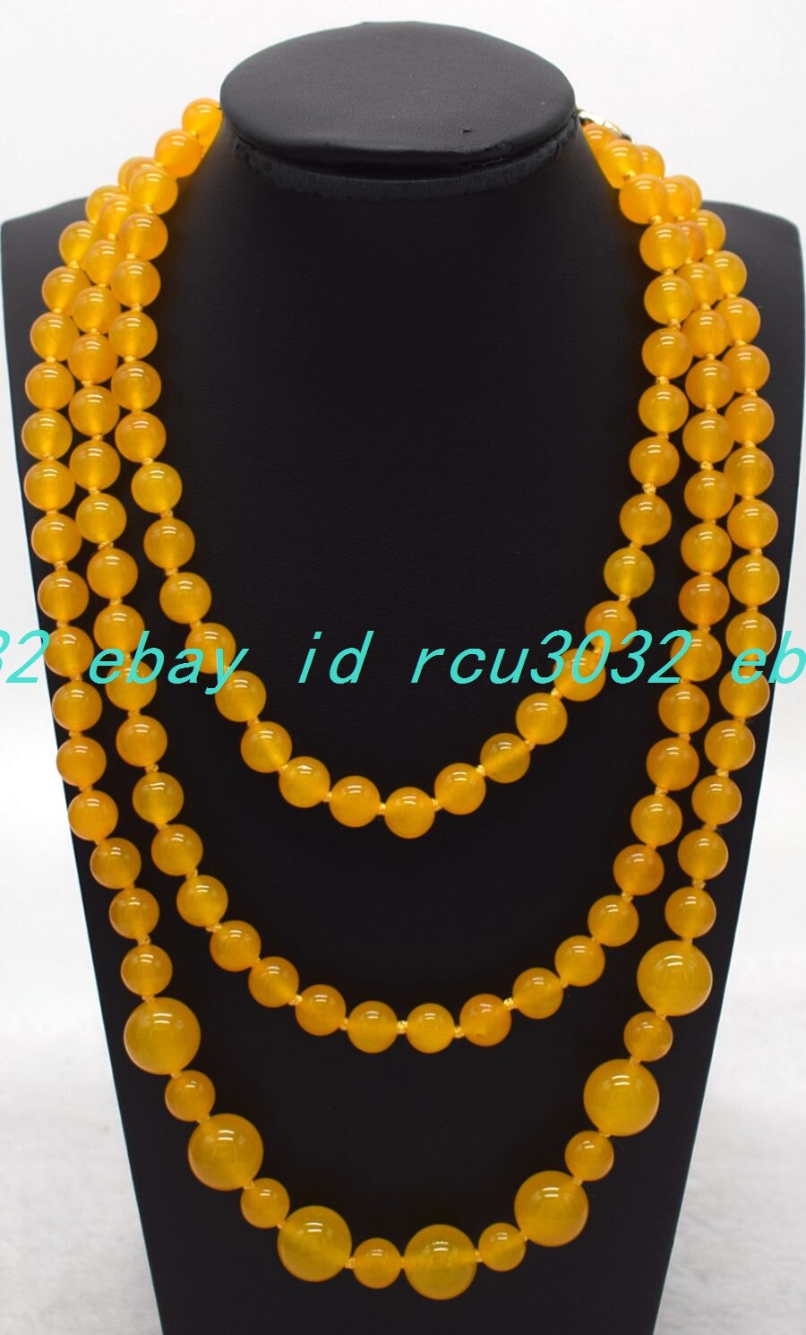 Fashion 8-14mm Natural Yellow Jade Round Beads Gemstone Necklace 50in