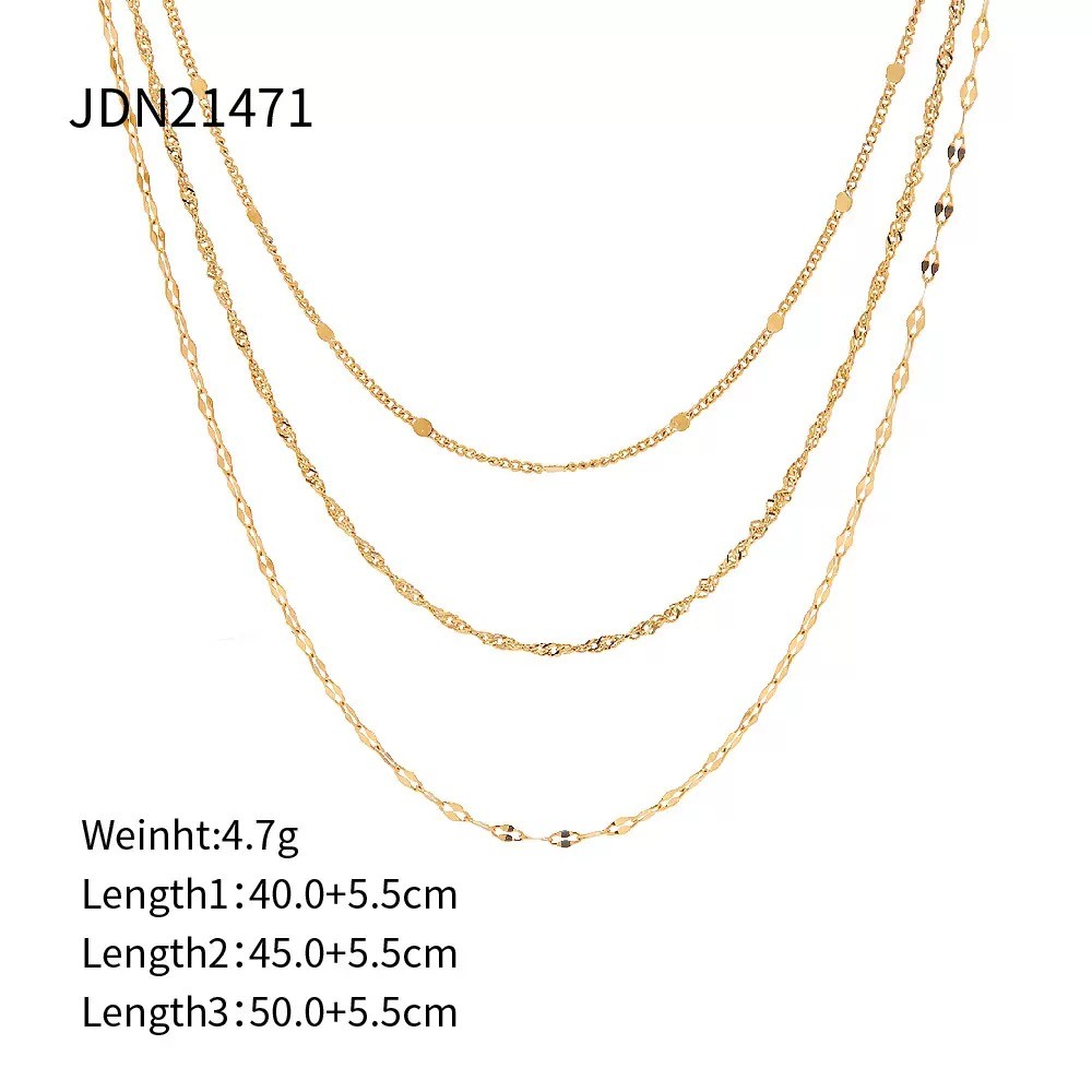 Stainless Steel Layered Chain Necklace Gold Minimalist Triple Chain Jewelry Wome